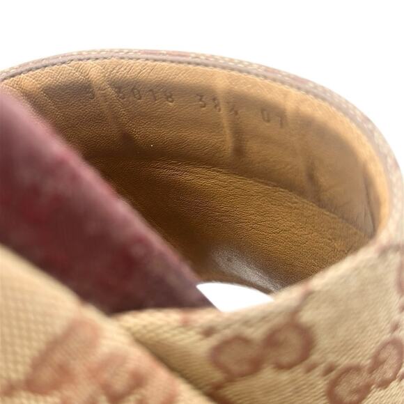 Gucci Angelina GG Canvas Monogram Print Platform Slides Brown Size 38.5 - Picture 7 of 9